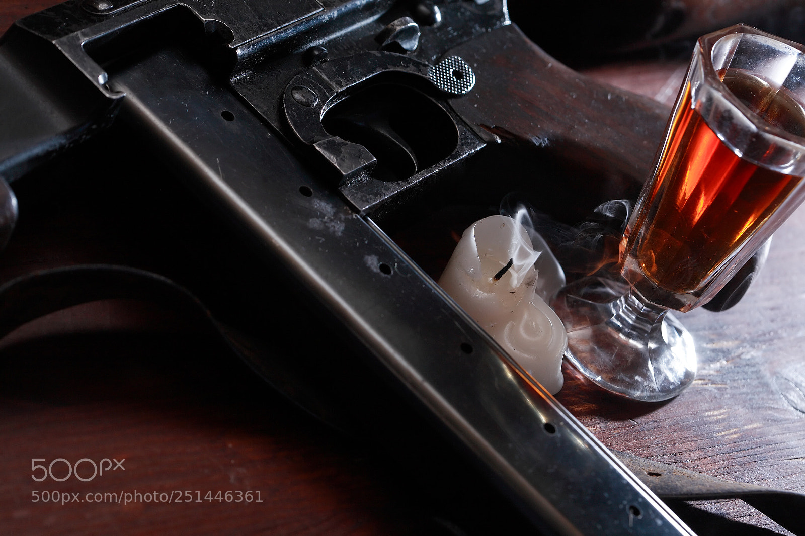 Canon EOS 5D sample photo. Submachine gun and whiskey photography