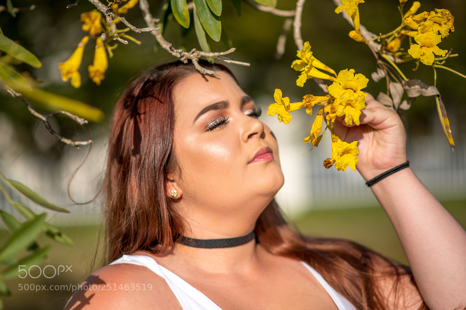 Nikon D850 sample photo. Haley smelling flowers photography