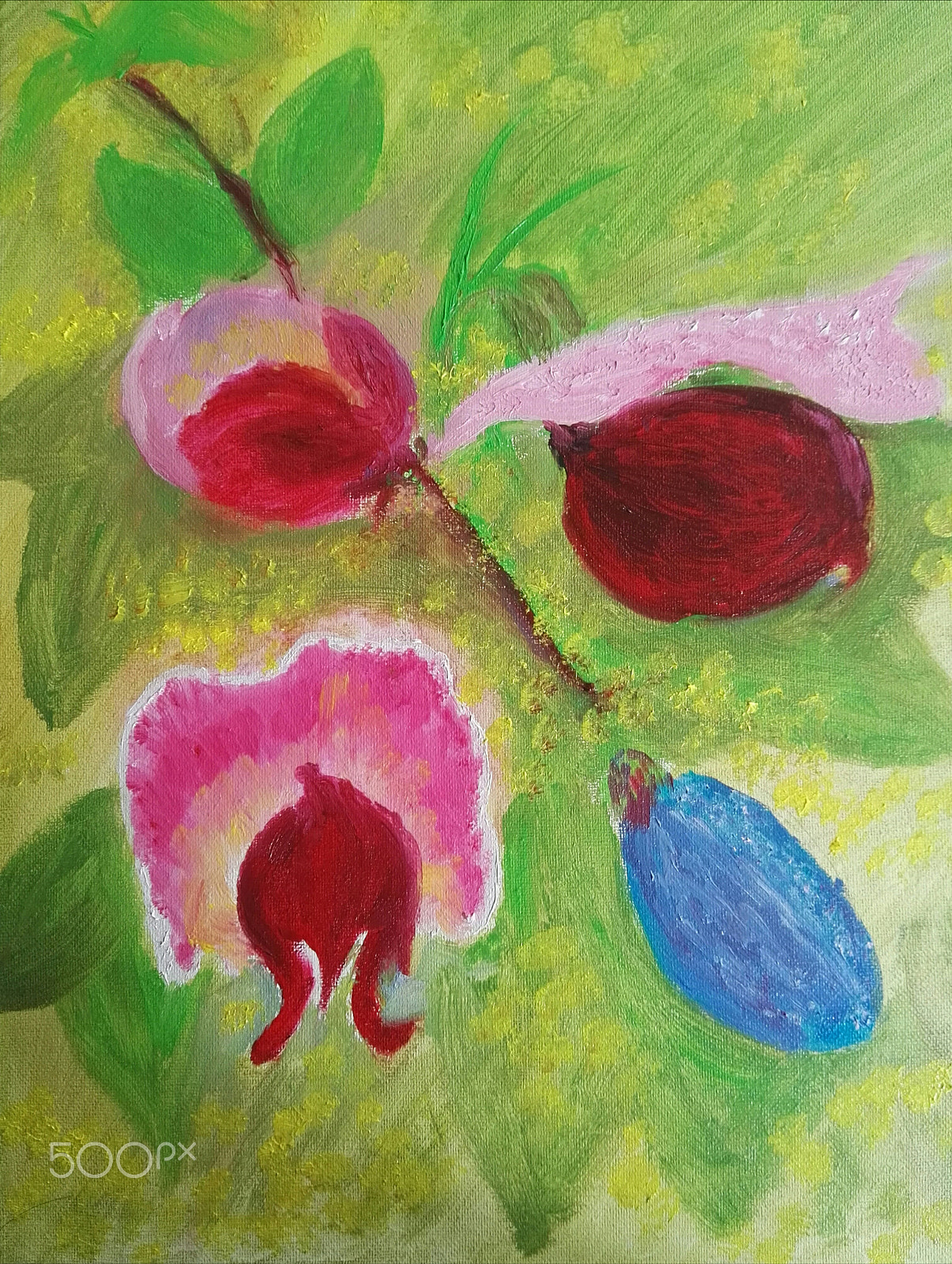 HUAWEI P8 sample photo. Oil painting: the pea flower in the cole field photography