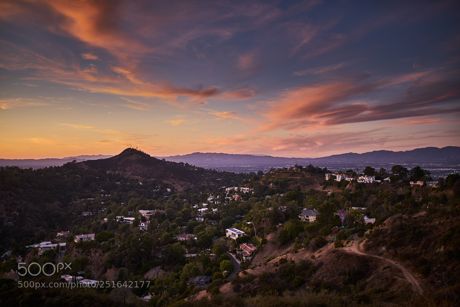Sony a7R II sample photo. Hollywood hills at dusk photography