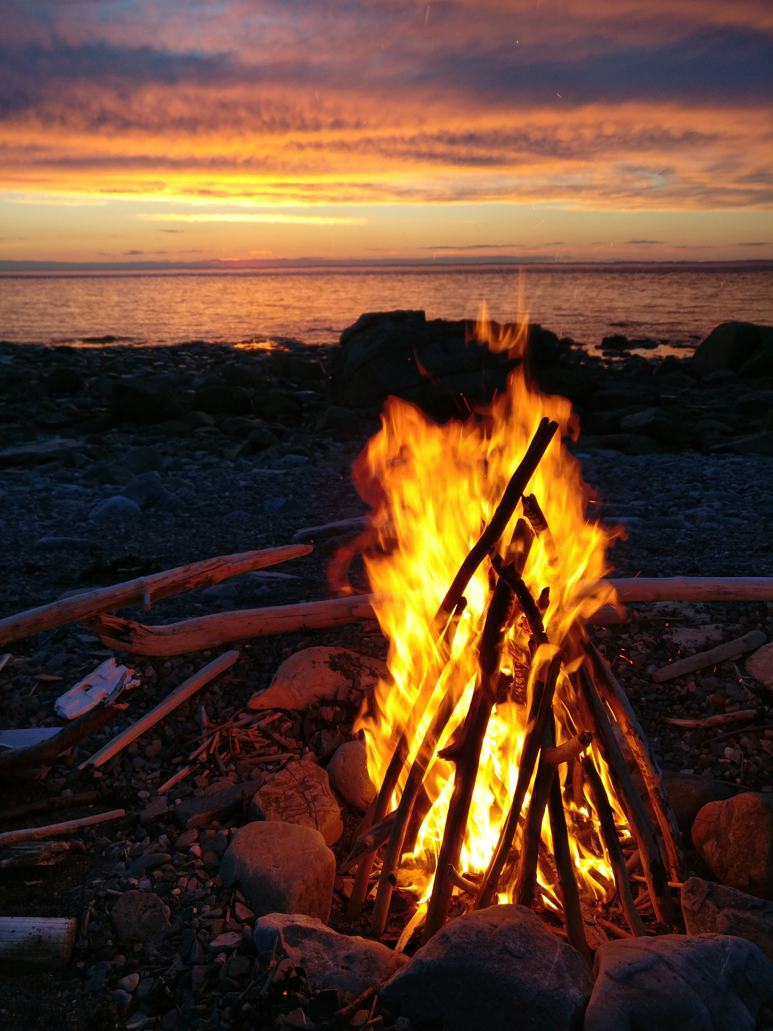 OnePlus A3000 sample photo. Little fire on the beach. photography