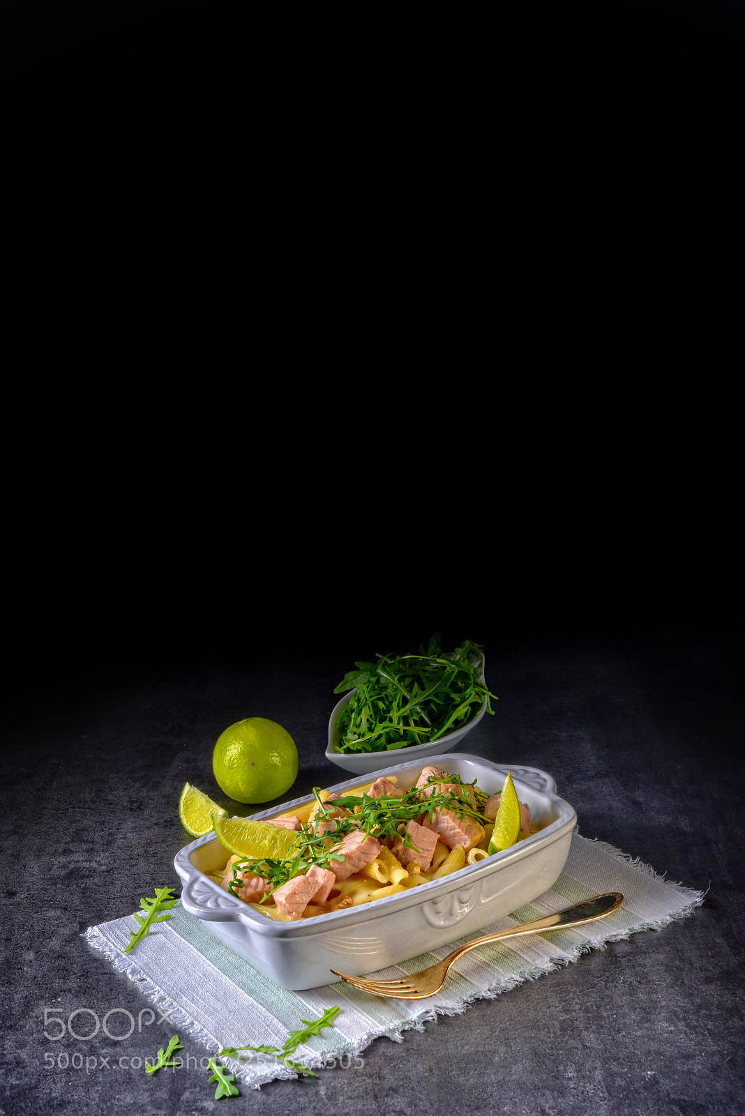 Nikon D810 sample photo. Salmon with penne noodle photography