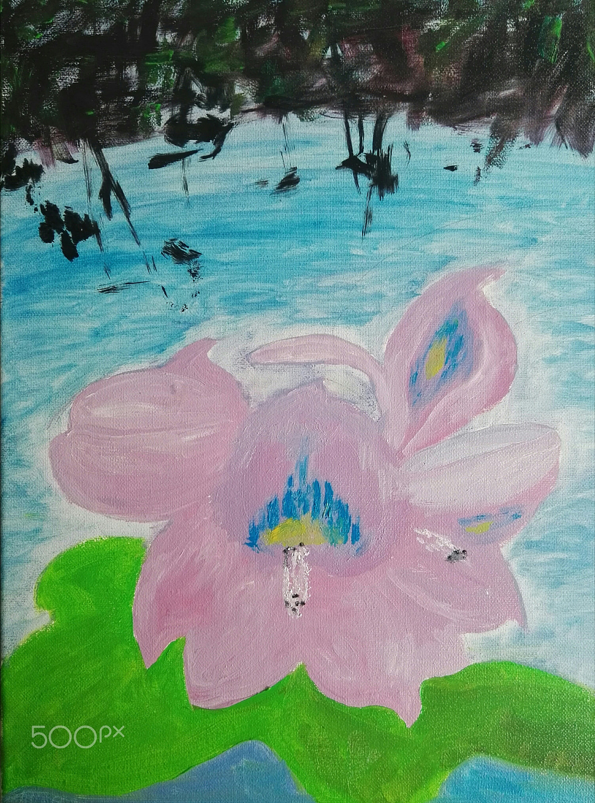 HUAWEI P8 sample photo. Oil painting: water hyacinth in summer and winter photography