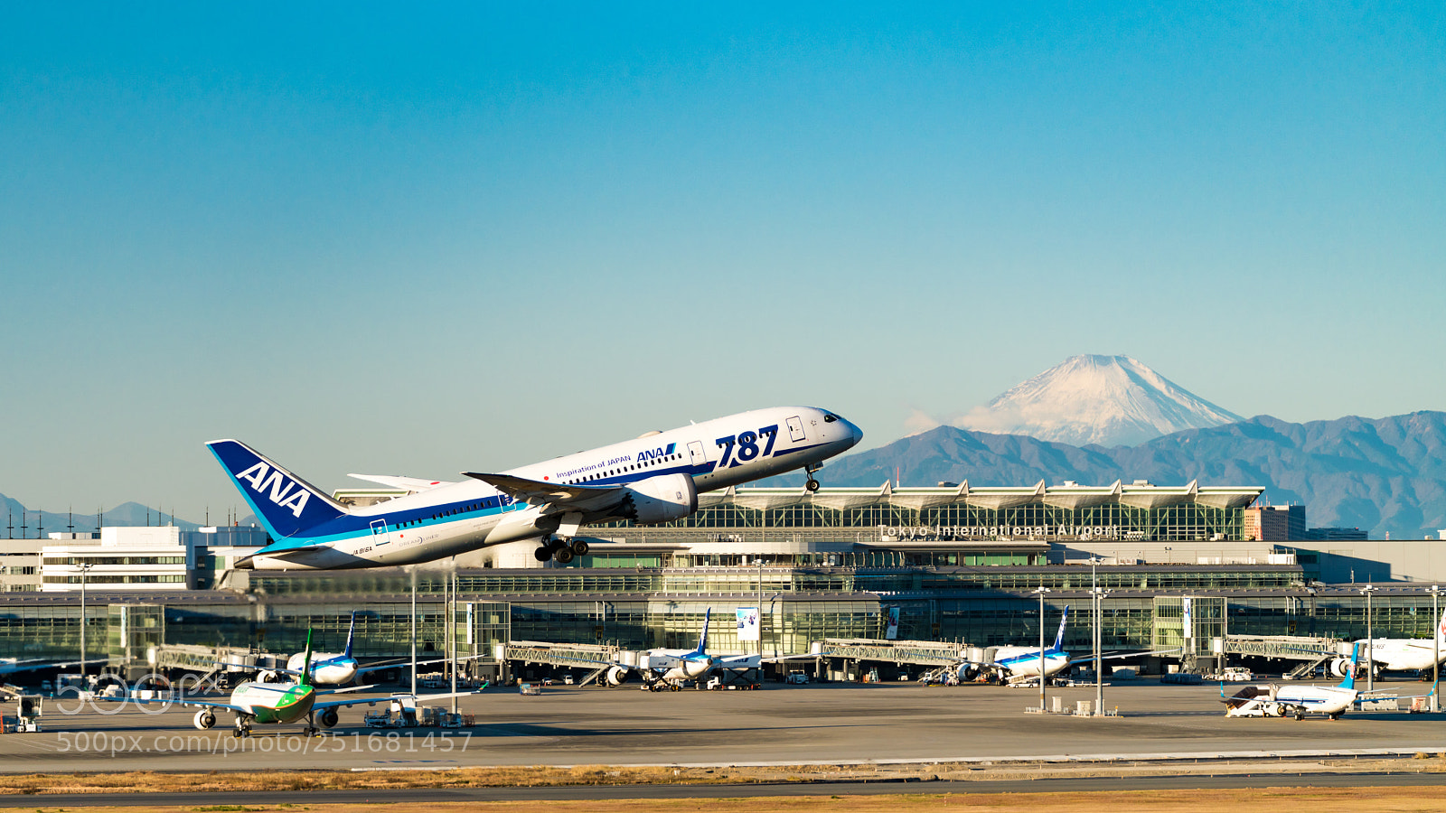 Sony a7R II sample photo. Dreamliner and mt. fuji photography