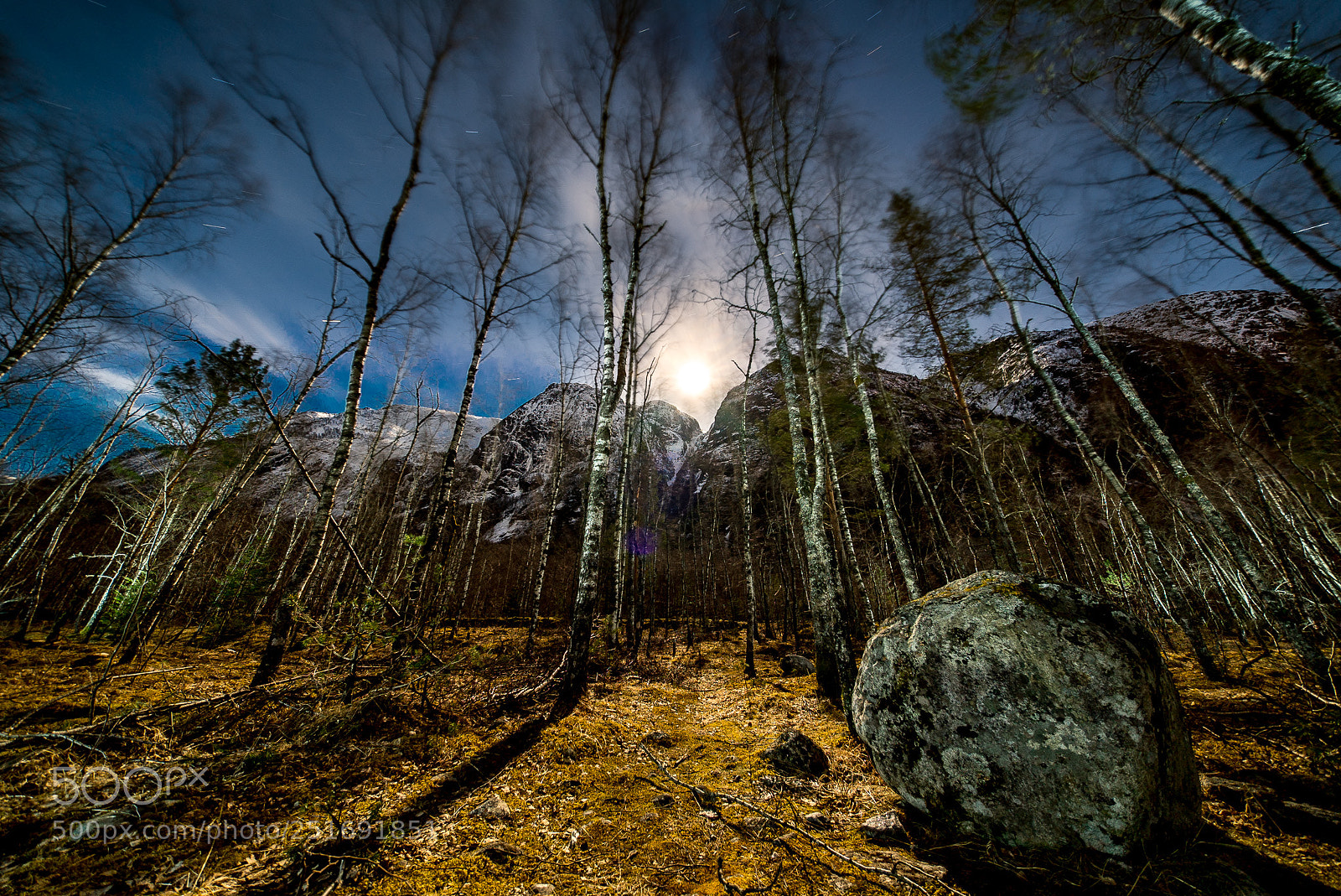 Sony a7S sample photo. Moon lit mountains photography