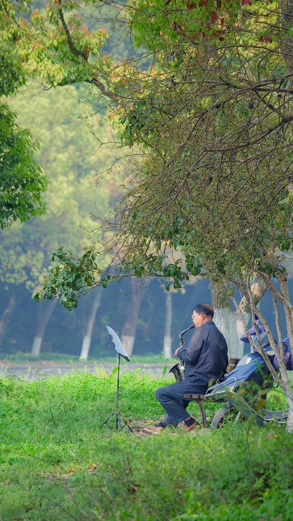 Fujifilm X-A2 sample photo. 练习萨克斯的老人 photography
