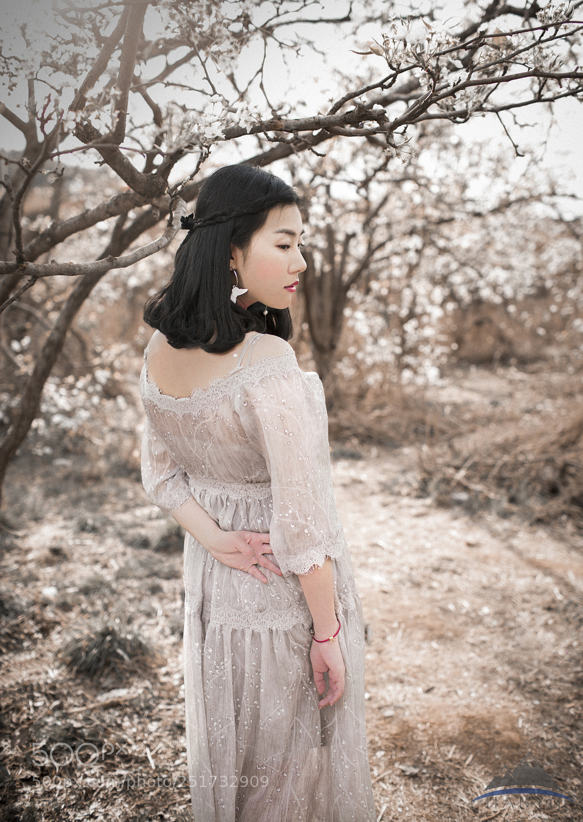 Sony a7R II sample photo. Girl in pear blossom; photography