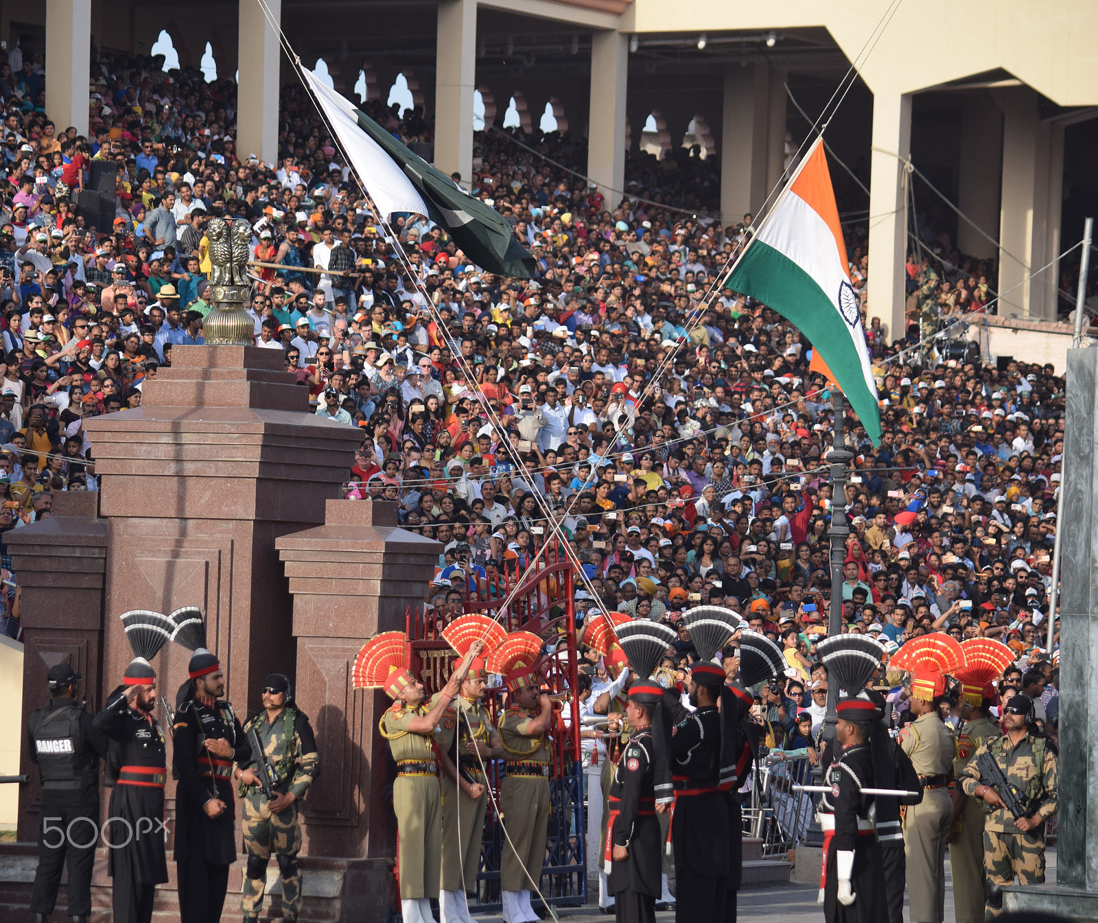 Nikon D5300 sample photo. Wagah flag lowering photography