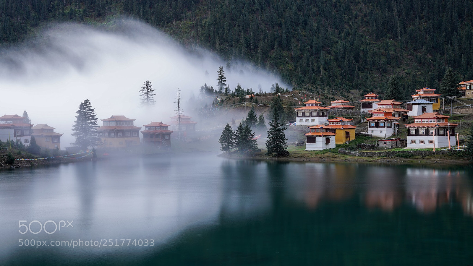 Sony a7R II sample photo. Misty lake in tibetan photography