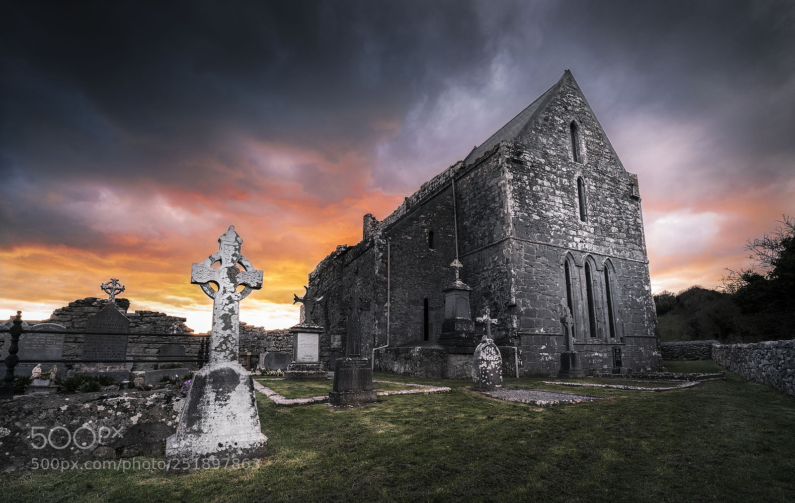 Sony a7R II sample photo. Sunset at corcomroe abbey photography