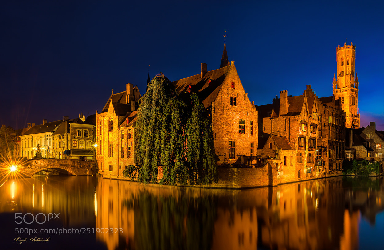 Nikon D7100 sample photo. Bruges blue hour photography