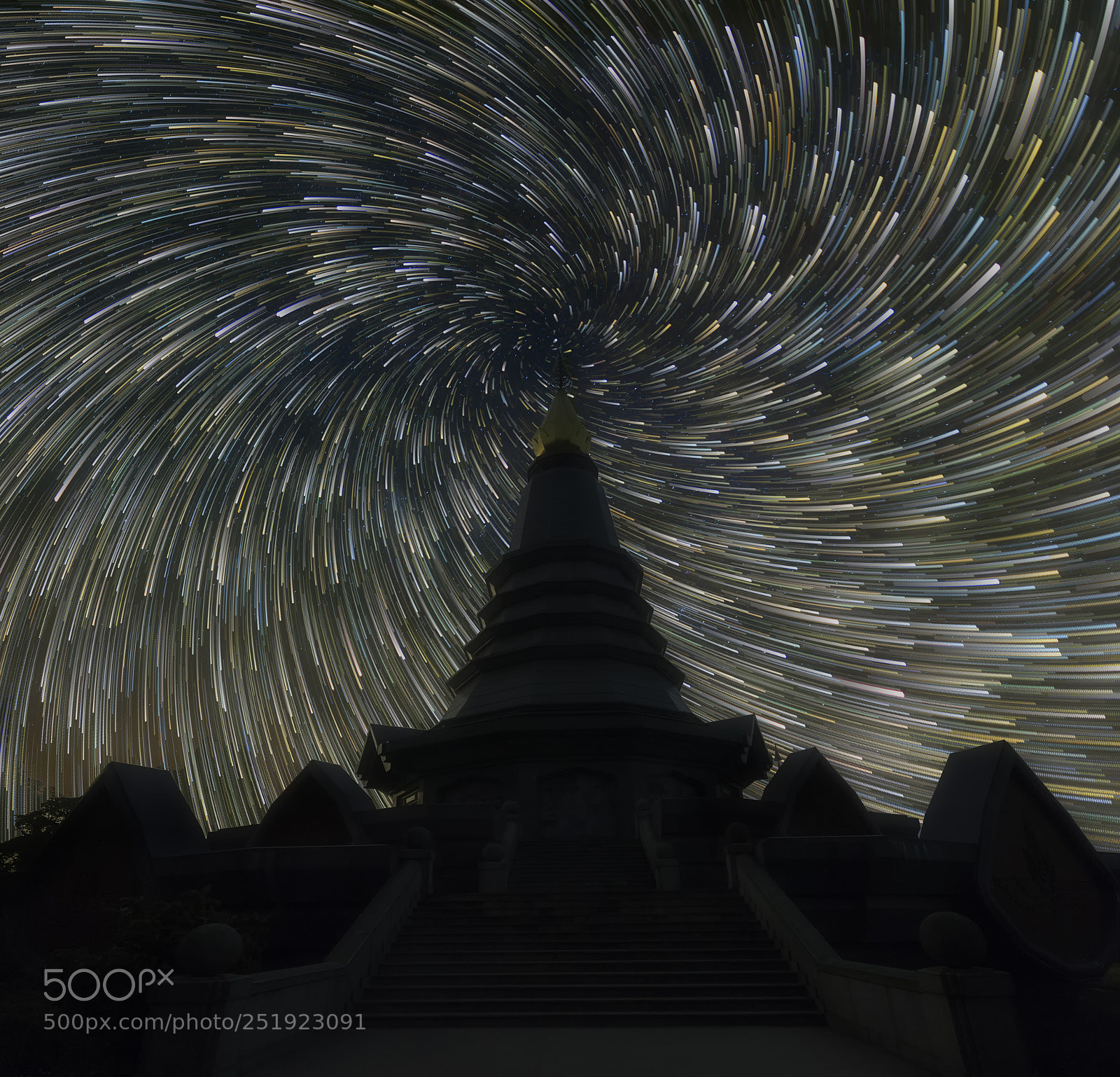 Nikon D750 sample photo. Pagoda under vortex stars photography