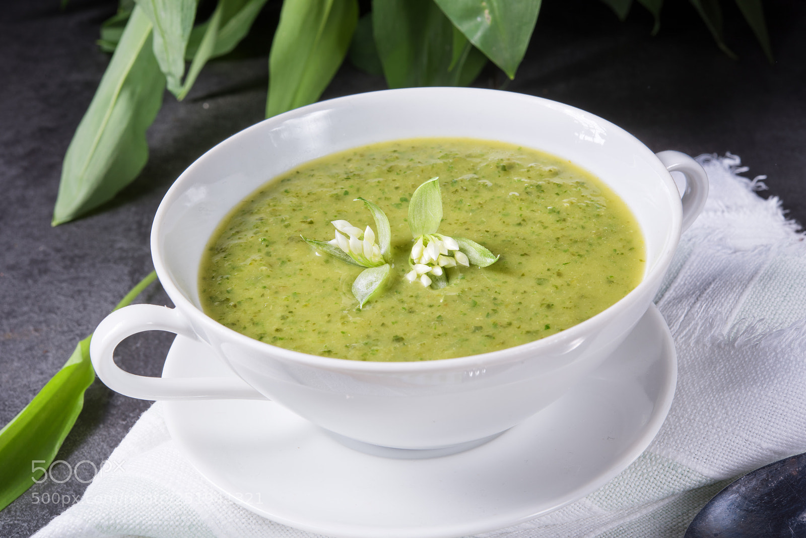 Nikon D810 sample photo. Green wild garlic soup photography