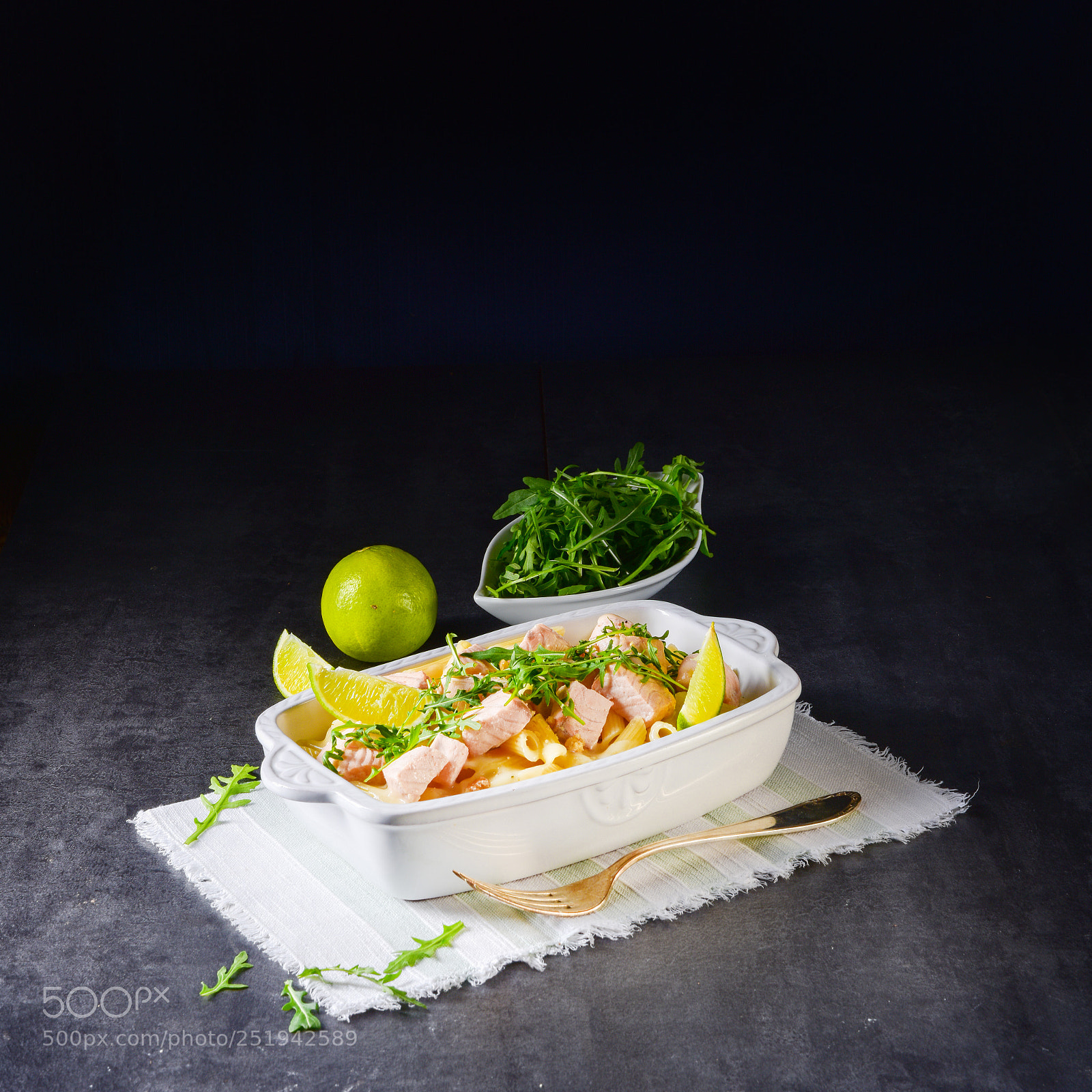 Nikon D810 sample photo. Salmon with penne noodle photography