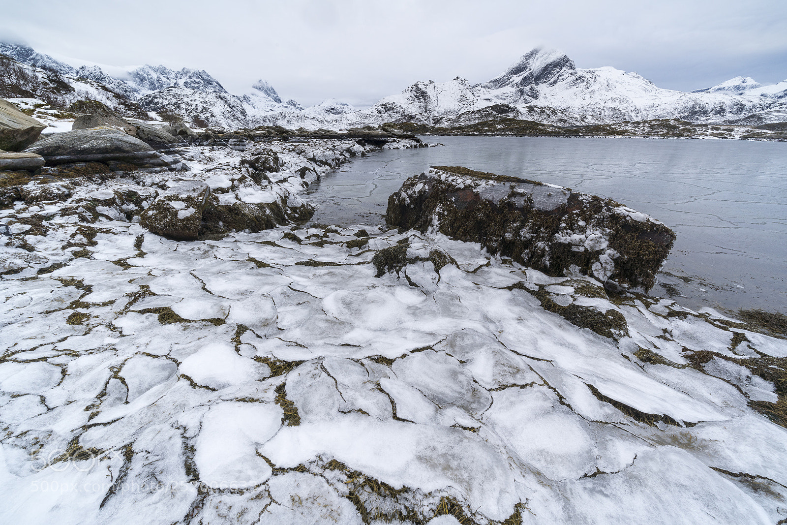 Sony a7R III sample photo. Frozen lake in lofoten photography