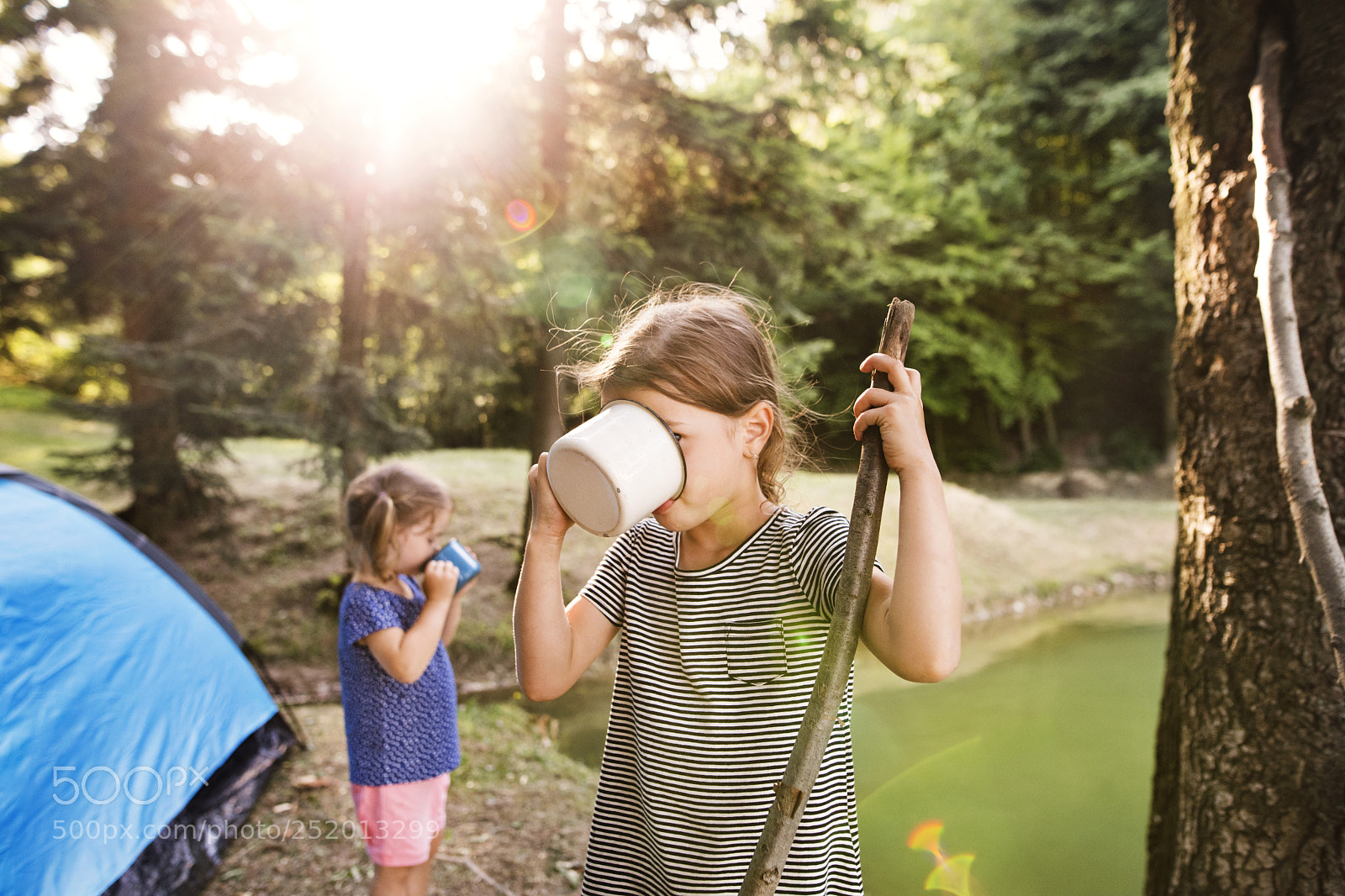 Nikon D5 sample photo. Cute little girls camping photography