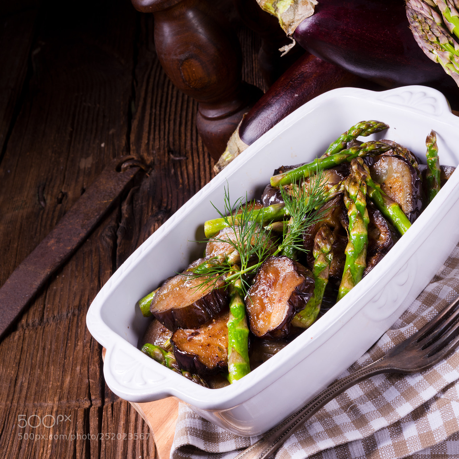 Nikon D810 sample photo. Eggplant casserole with green photography