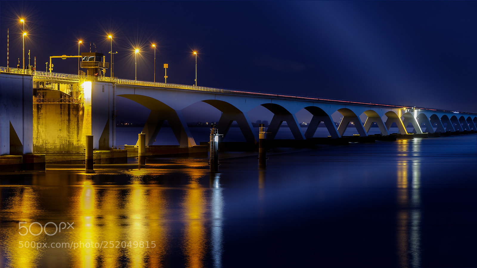 Nikon D700 sample photo. Zeelandbrug blue hour photography