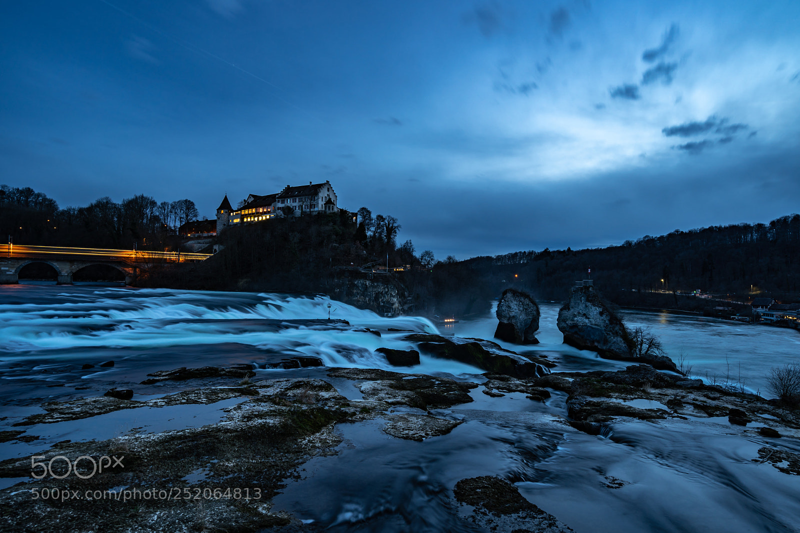 Sony a7 III sample photo. Blue hour at rheinfall photography