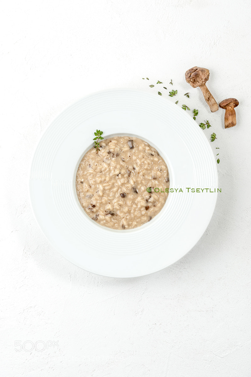 Nikon D3 sample photo. Risotto with porcini mushrooms photography