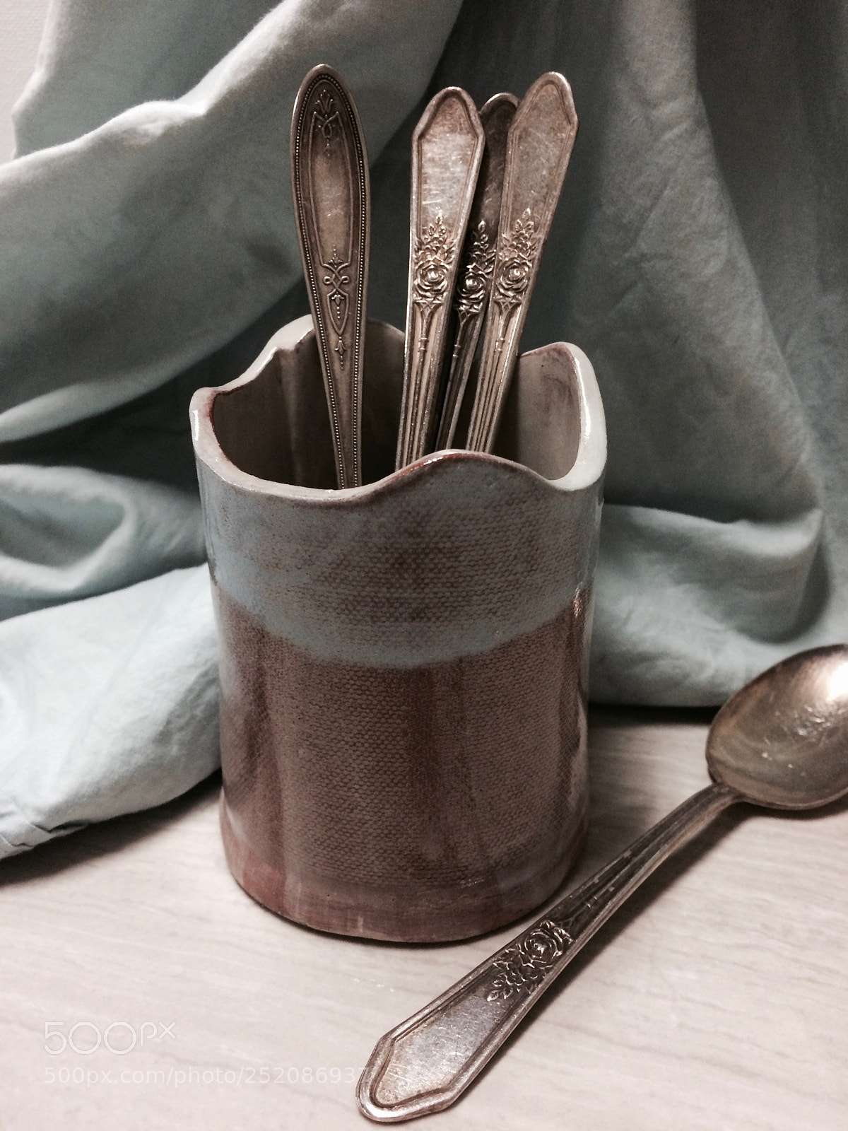 Apple iPhone 5s sample photo. Handmade pottery spoon holder photography