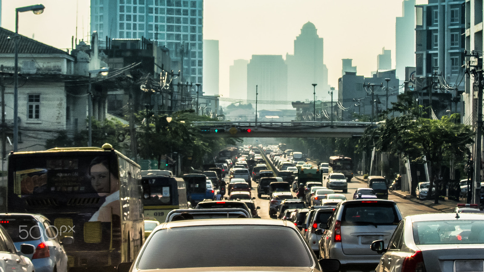 Canon PowerShot S90 sample photo. Bangkok morning rush hour haevy trafic. photography