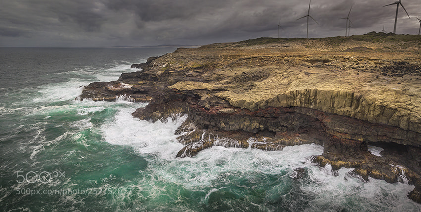 DJI FC220 sample photo. Blow hole cliffs photography
