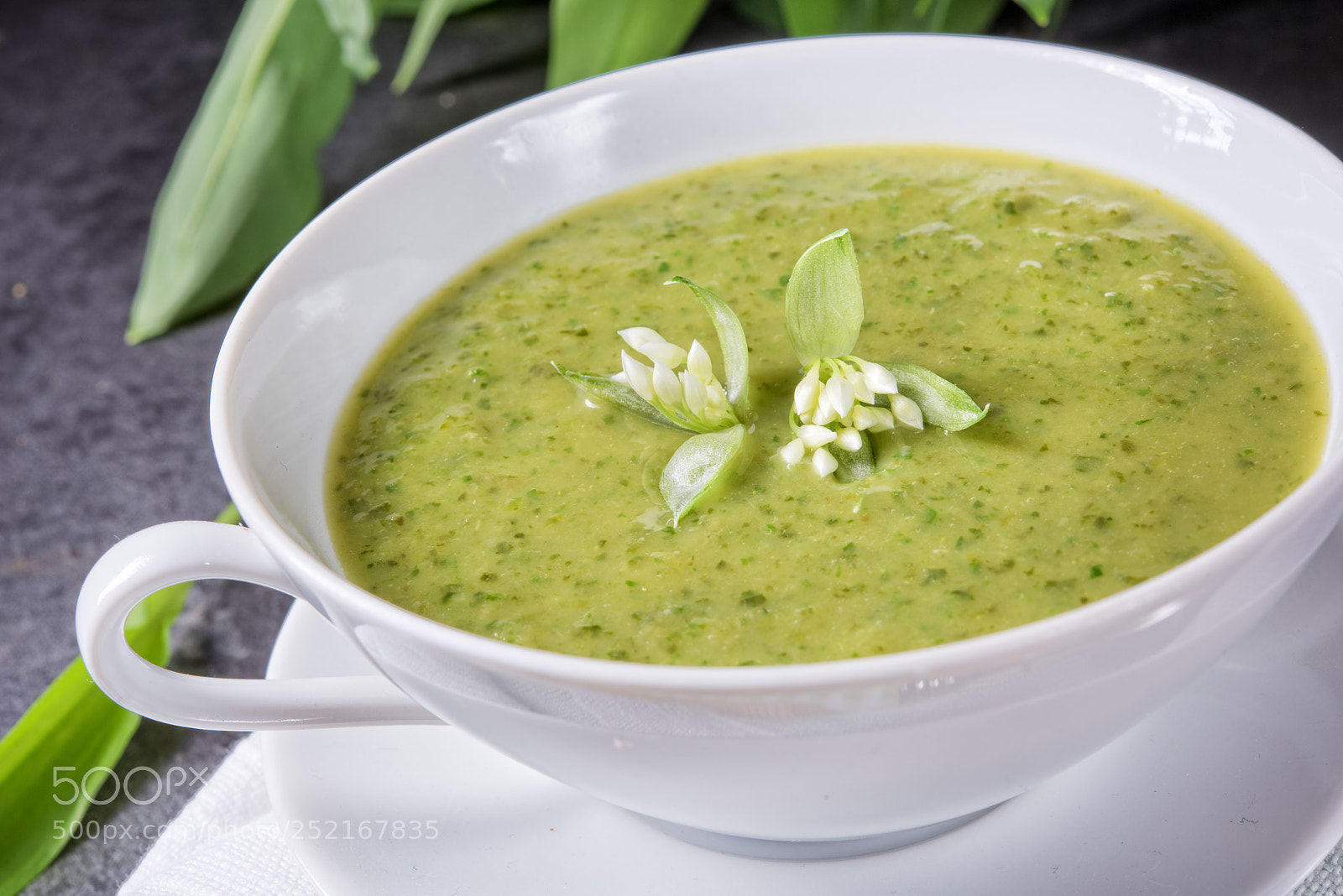 Nikon D810 sample photo. Green wild garlic soup photography