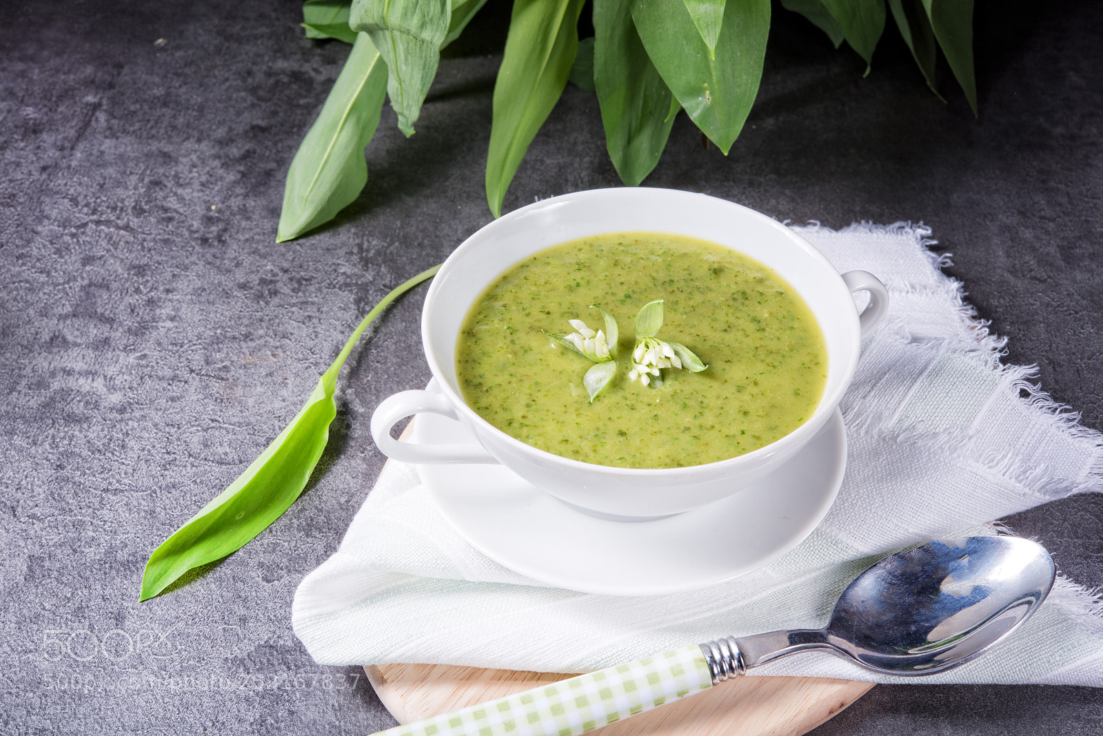 Nikon D810 sample photo. Green wild garlic soup photography