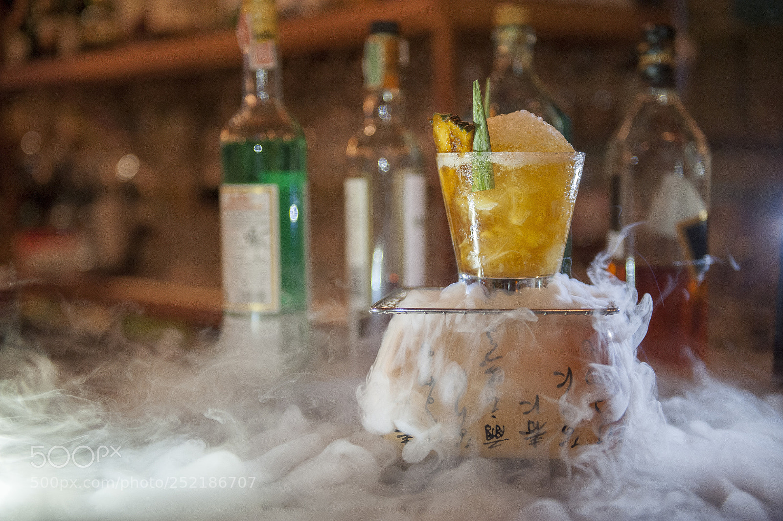 Nikon D700 sample photo. Pineapple cocktail on dryice photography