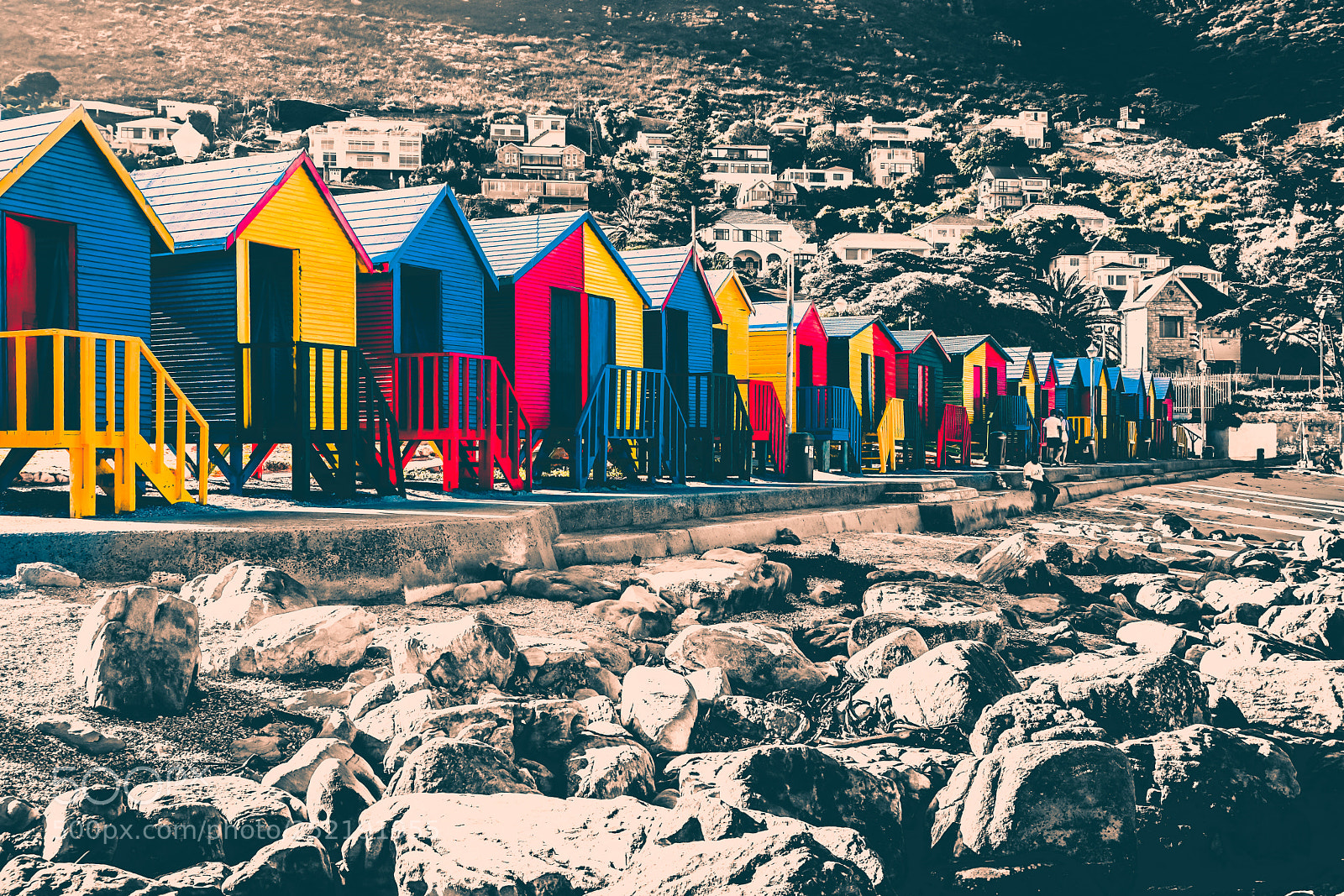 Sony a6000 sample photo. Colorful beach huts at photography