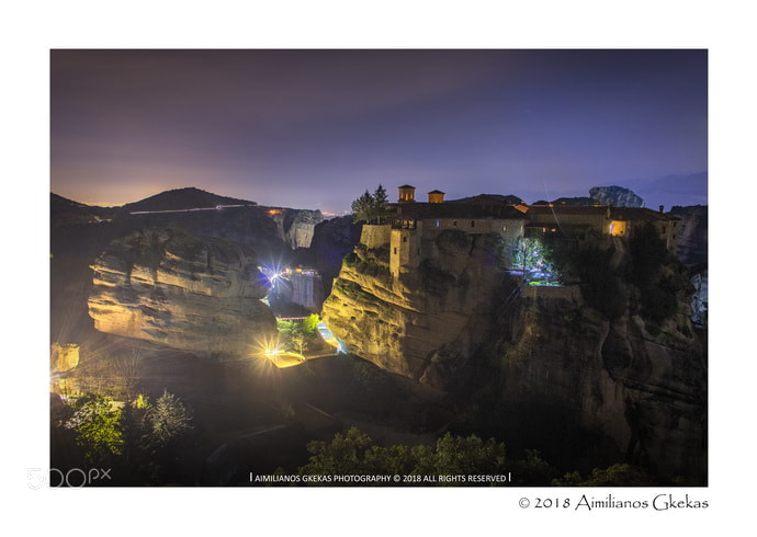 Canon EOS 760D (EOS Rebel T6s / EOS 8000D) sample photo. Meteora monasteries at night photography