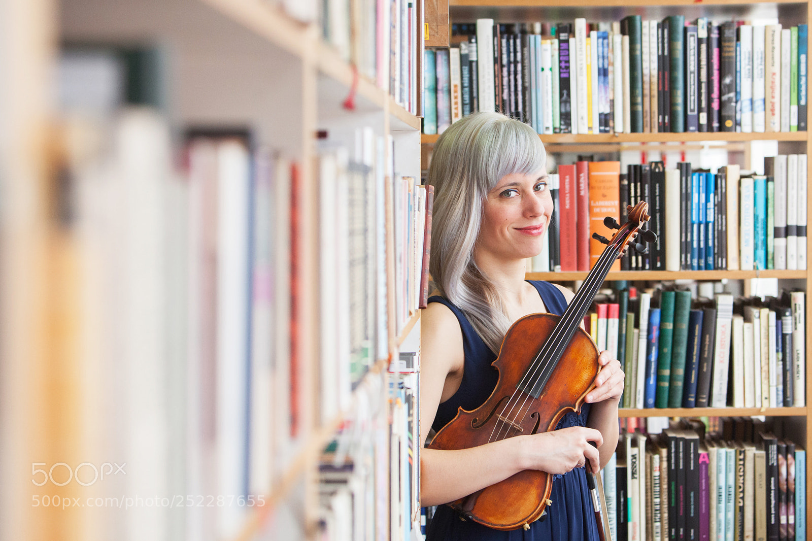 Canon EOS 5D Mark II sample photo. Books & the violin photography