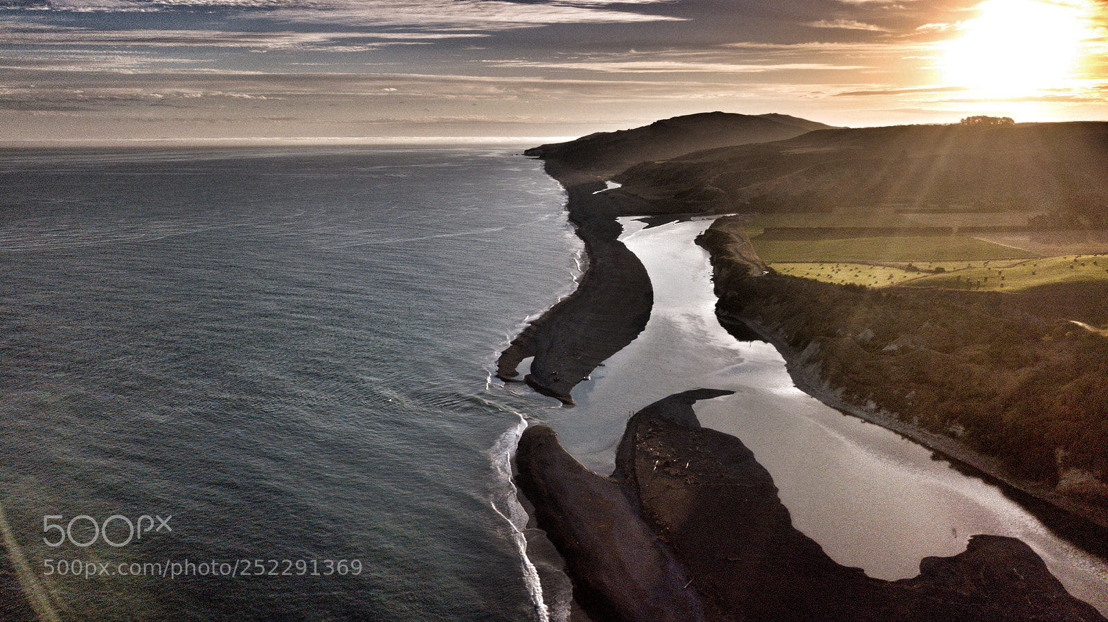 DJI FC220 sample photo. River mouth at sunset photography
