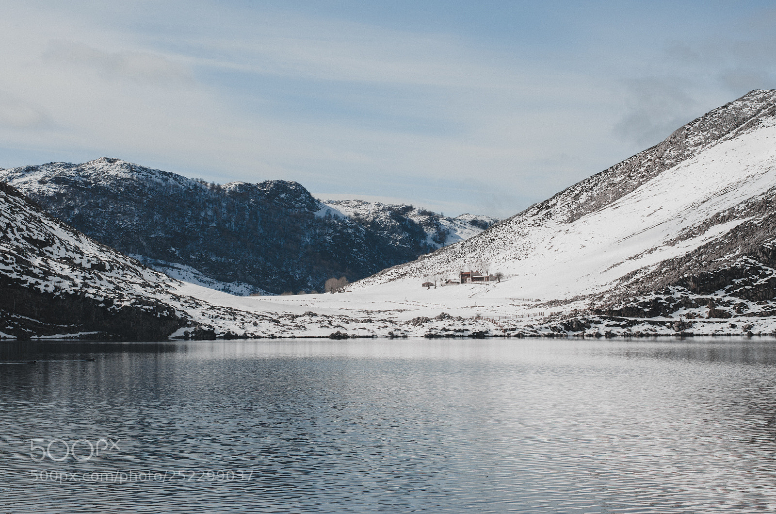 Nikon D5100 sample photo. Covadonga lakes snowy landscape. photography