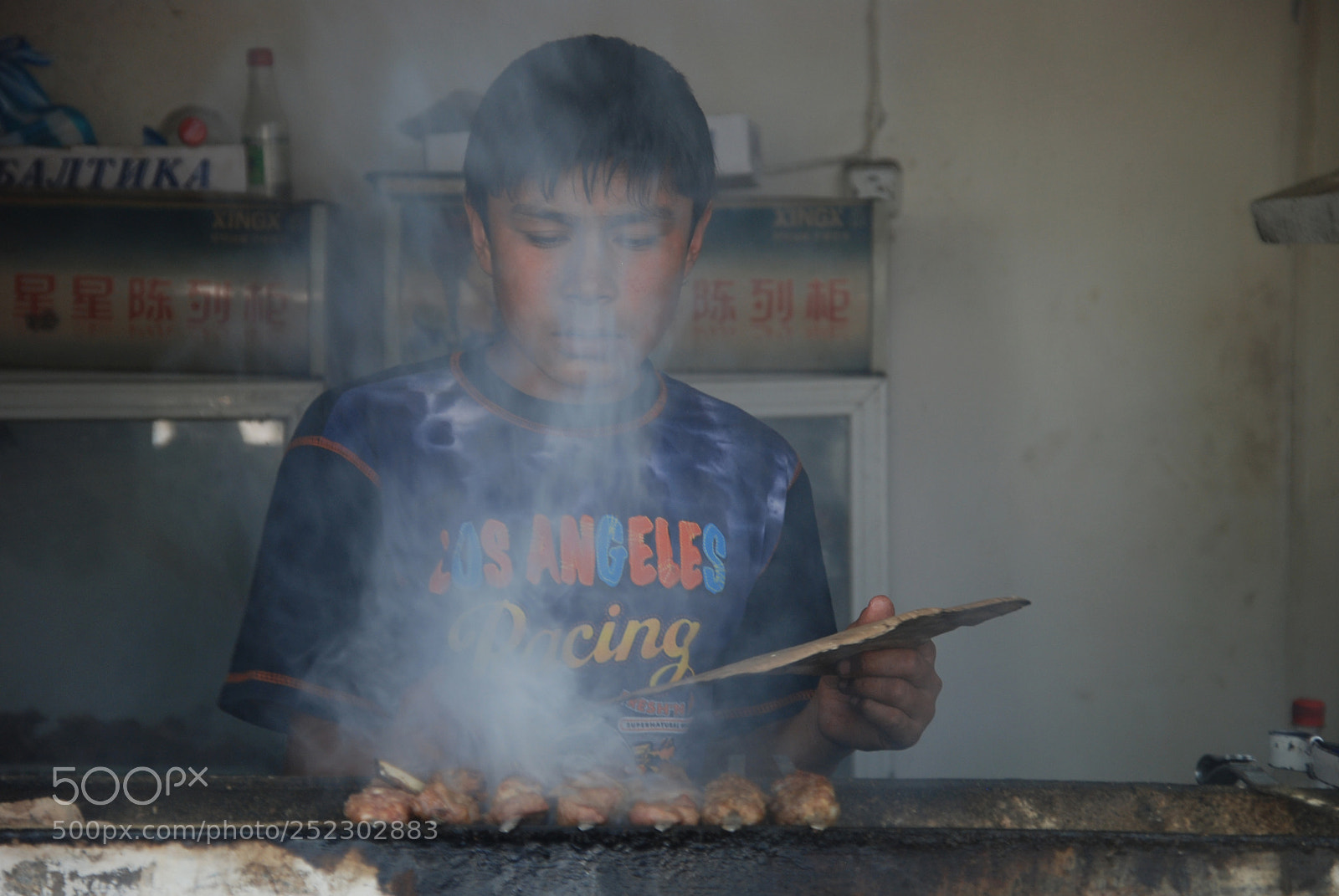 Nikon D80 sample photo. Shashlik stall in osh photography