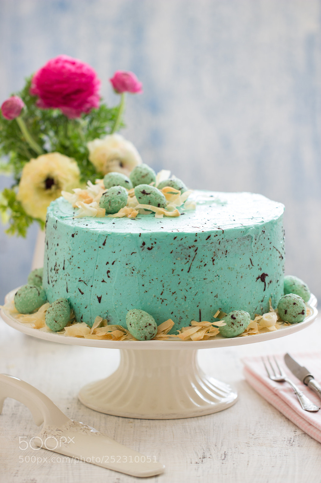 Canon EOS 600D (Rebel EOS T3i / EOS Kiss X5) sample photo. Speckled turquoise cake photography