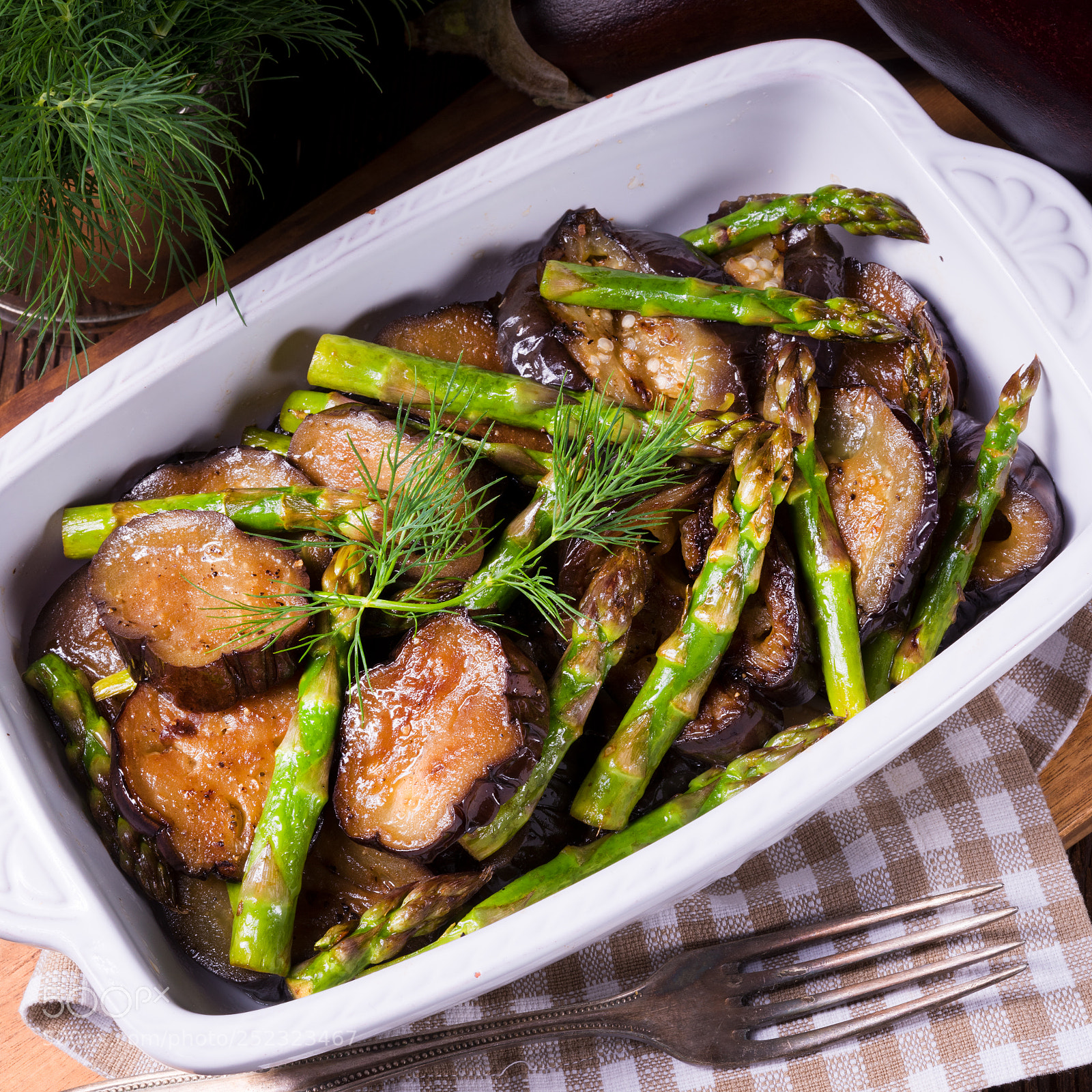 Nikon D810 sample photo. Eggplant casserole with green photography