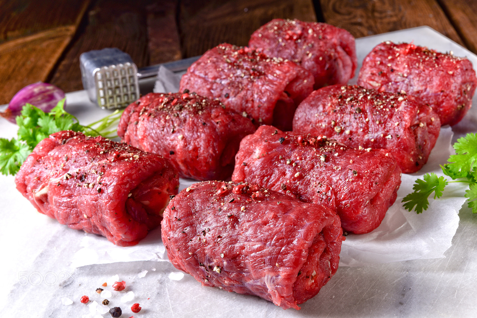 Nikon D810 sample photo. Fresh raw beef roulades photography