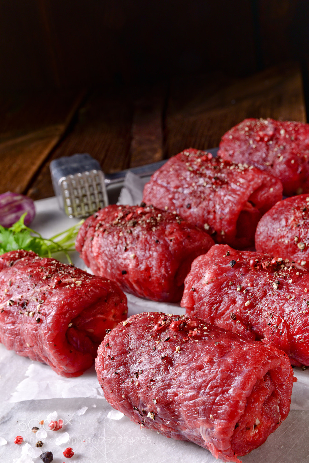 Nikon D810 sample photo. Fresh raw beef roulades photography