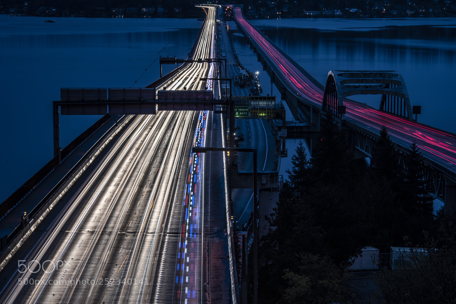 Nikon D810 sample photo. I-90 floating bridge long photography