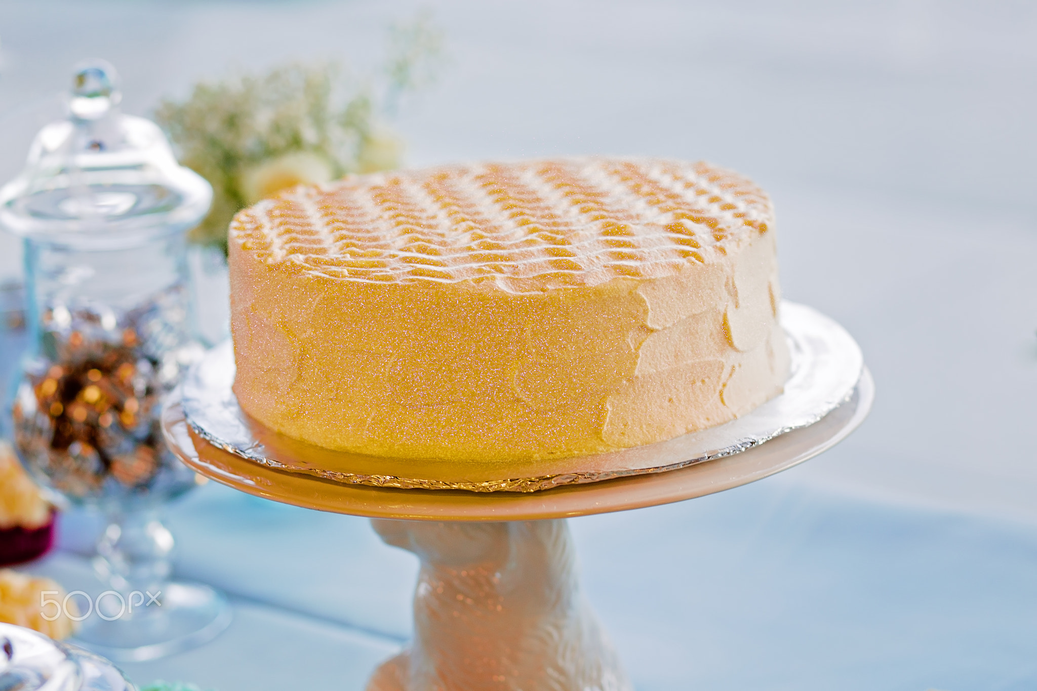 Buttercream Cake on Porcelain Stand