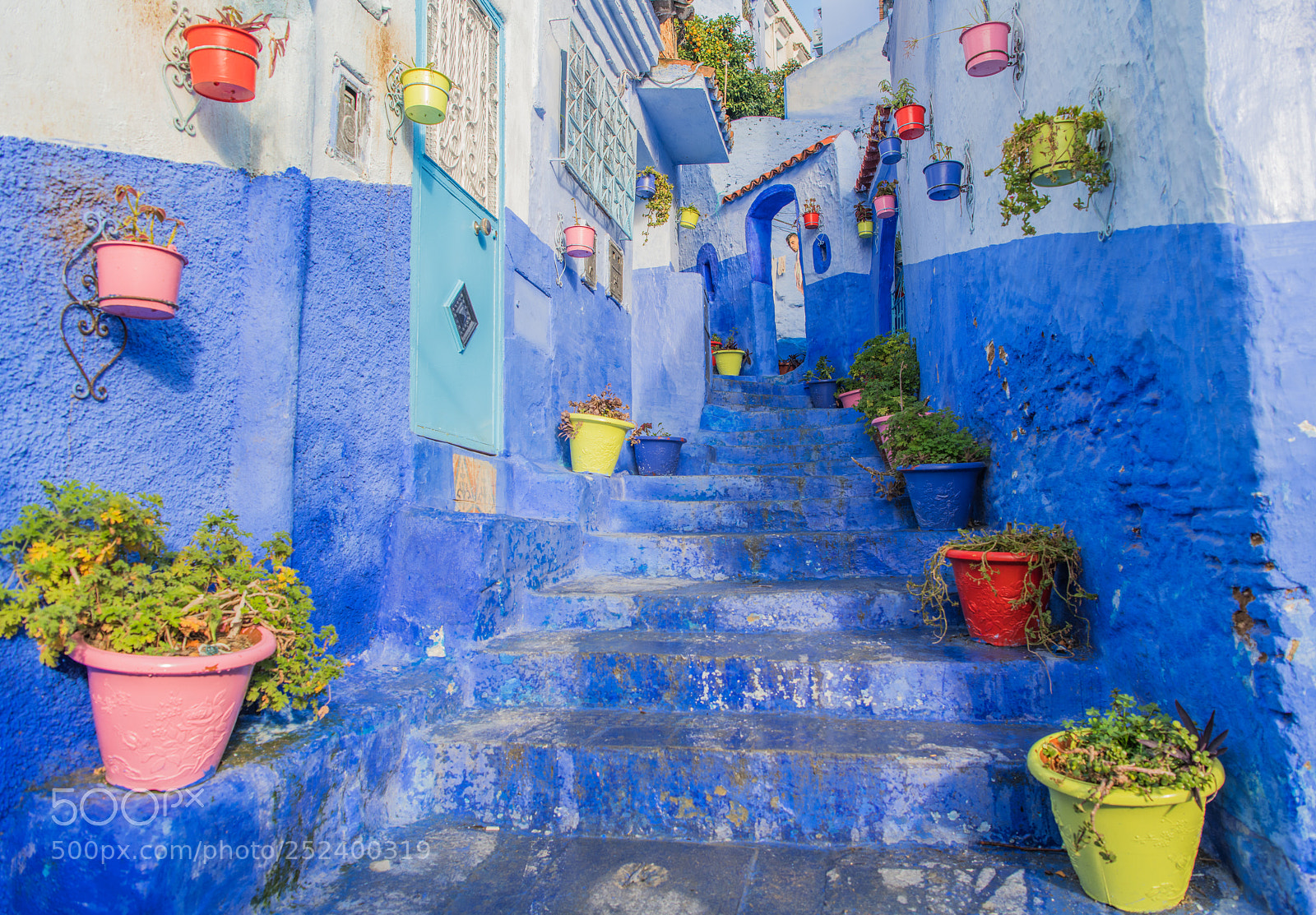 Nikon D850 sample photo. Magical moroccan blue stairs photography