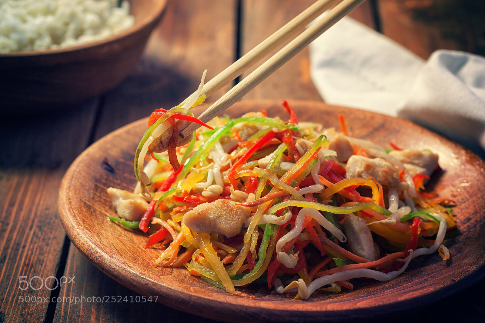 Canon EOS 5D Mark II sample photo. Stir fry chicken meat photography