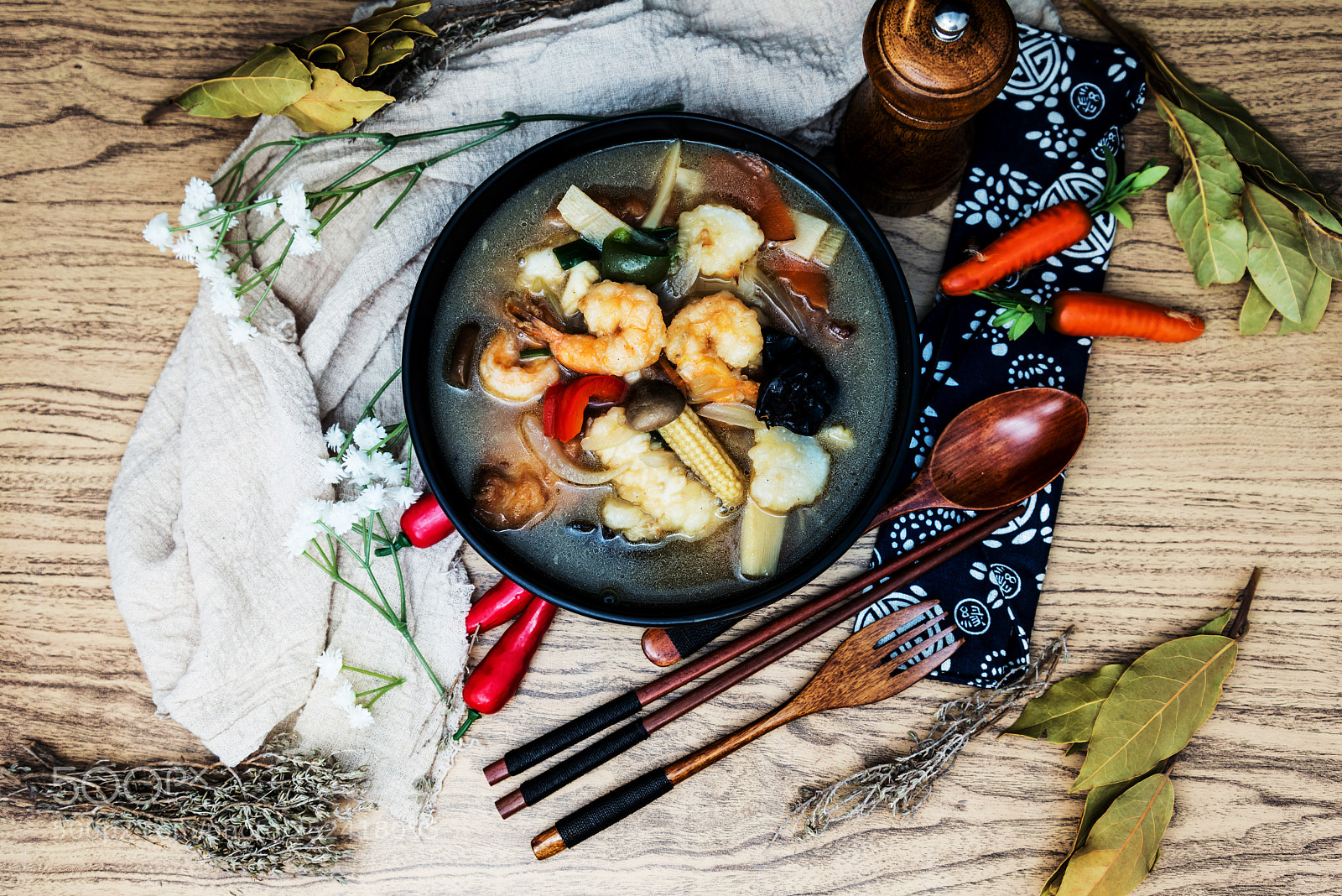 Nikon D800 sample photo. Bowls of asian soup photography