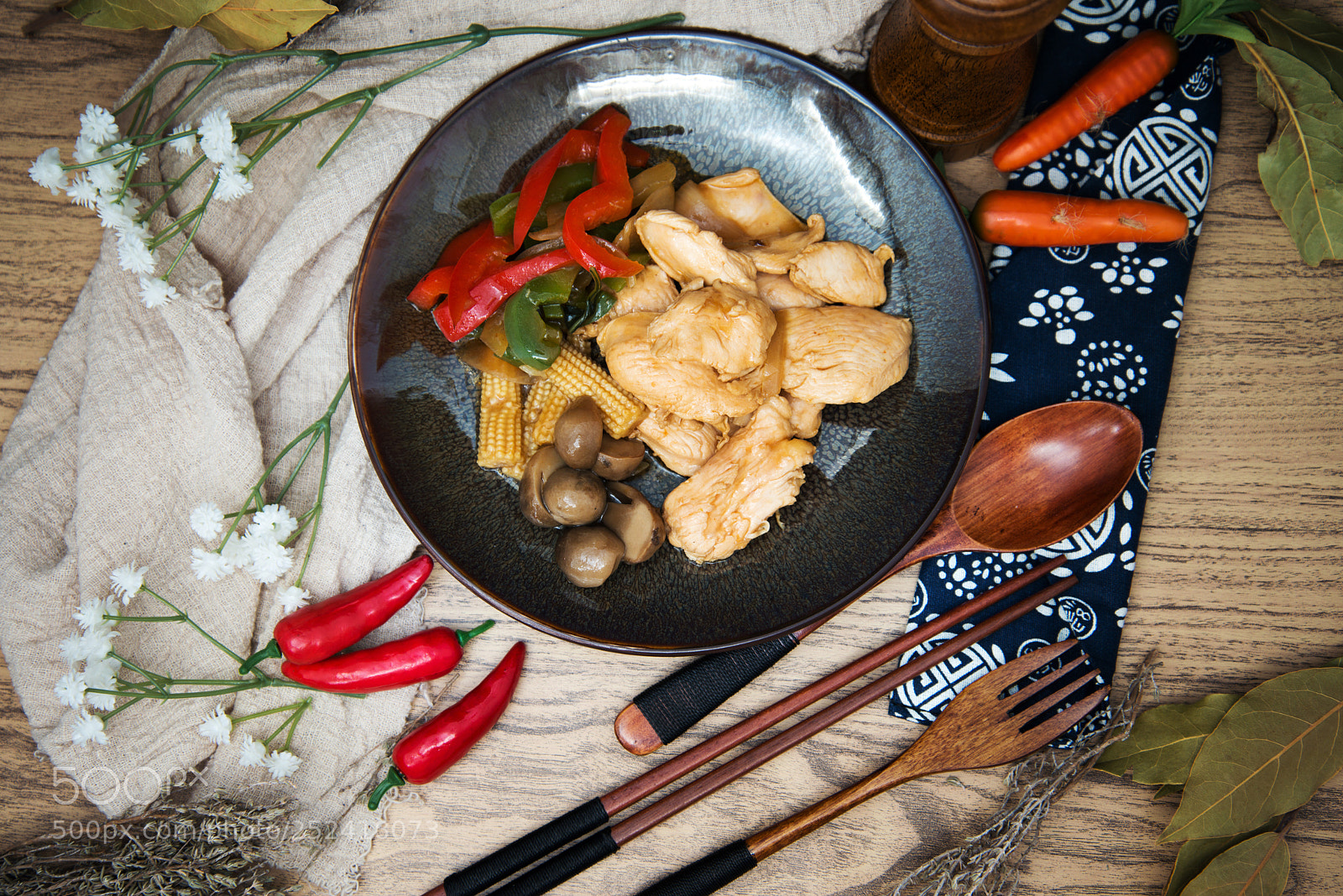 Nikon D800 sample photo. Wok fried chicken stir photography