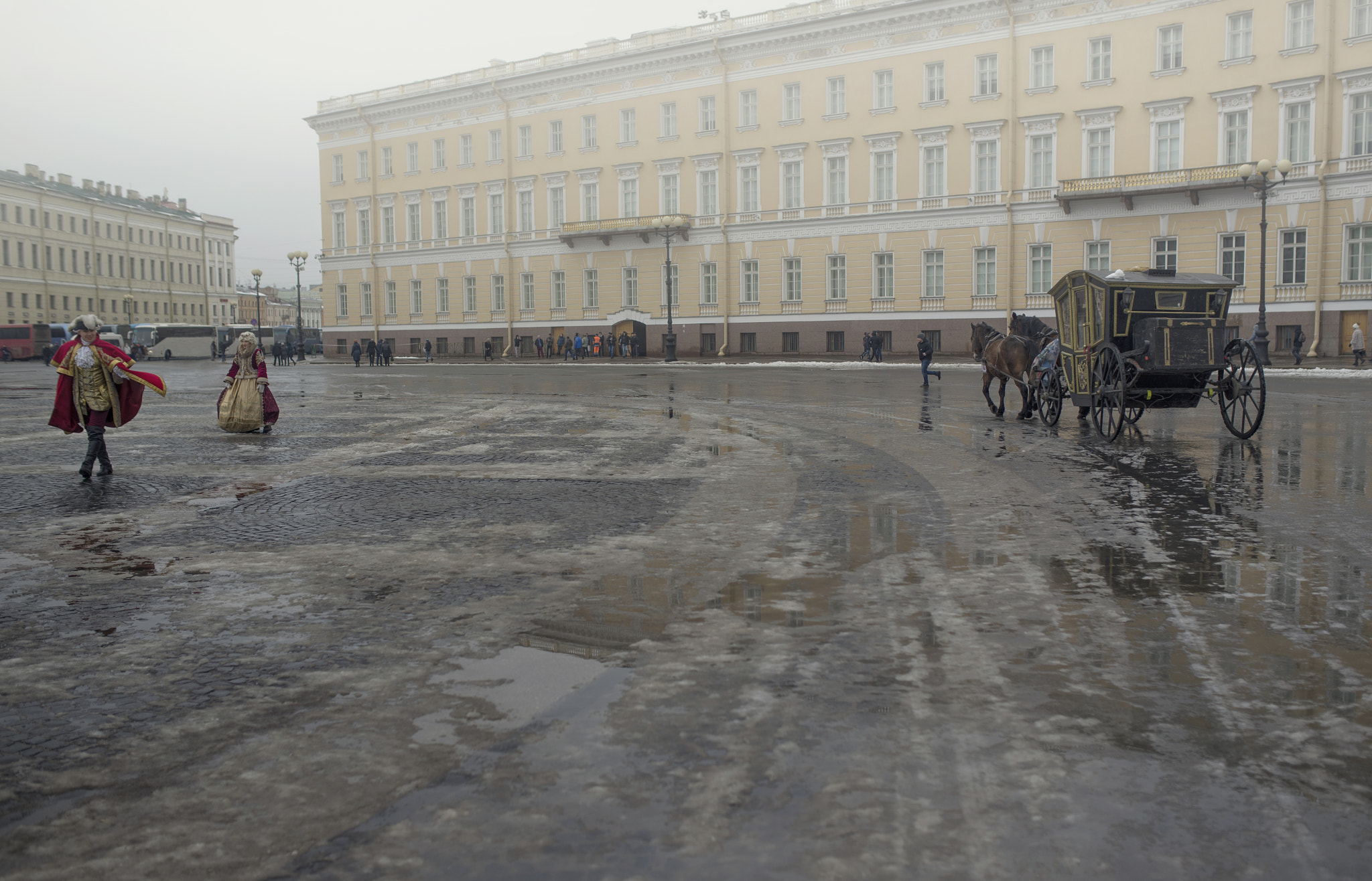 The walk through the puddles