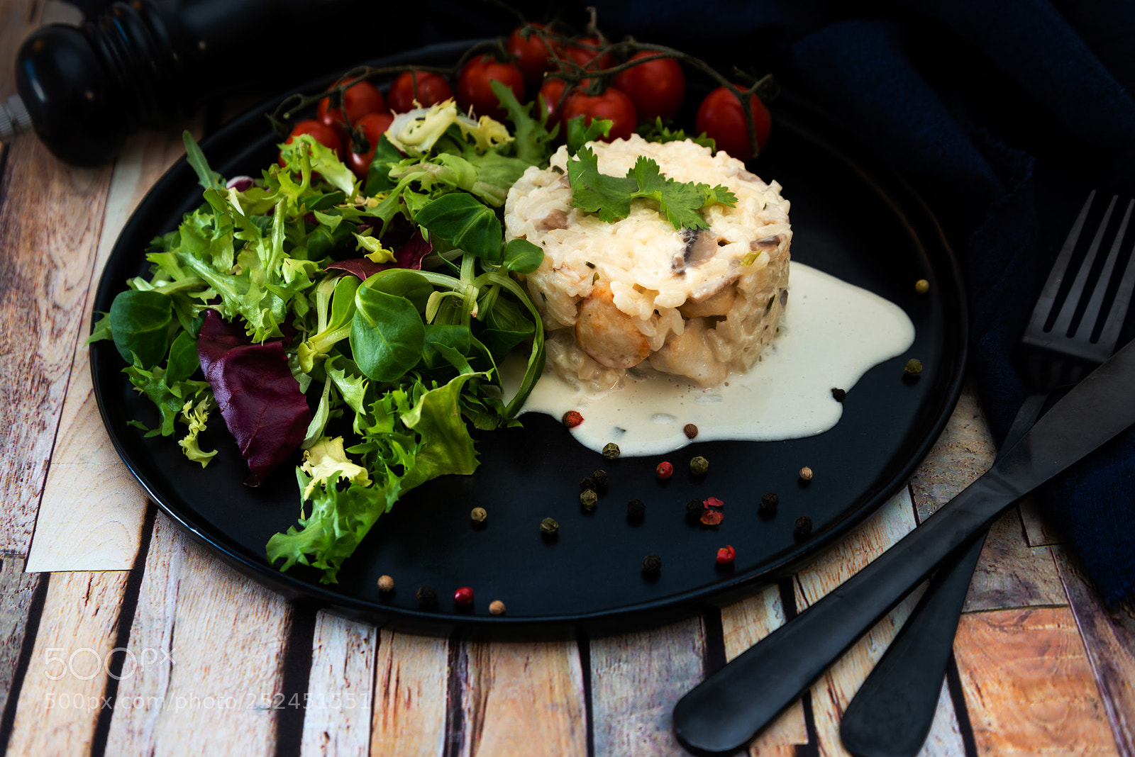 Nikon D800 sample photo. Chicken and mushroom risotto photography