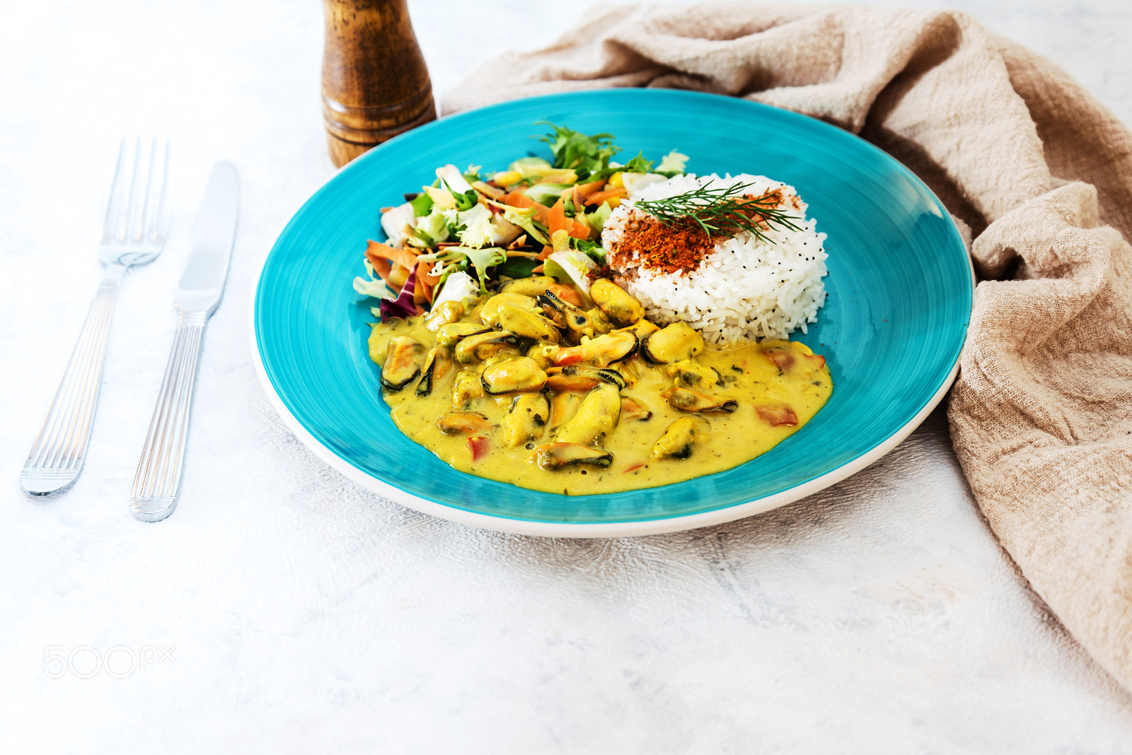 Nikon D800 sample photo. Mussels with curry sauce photography