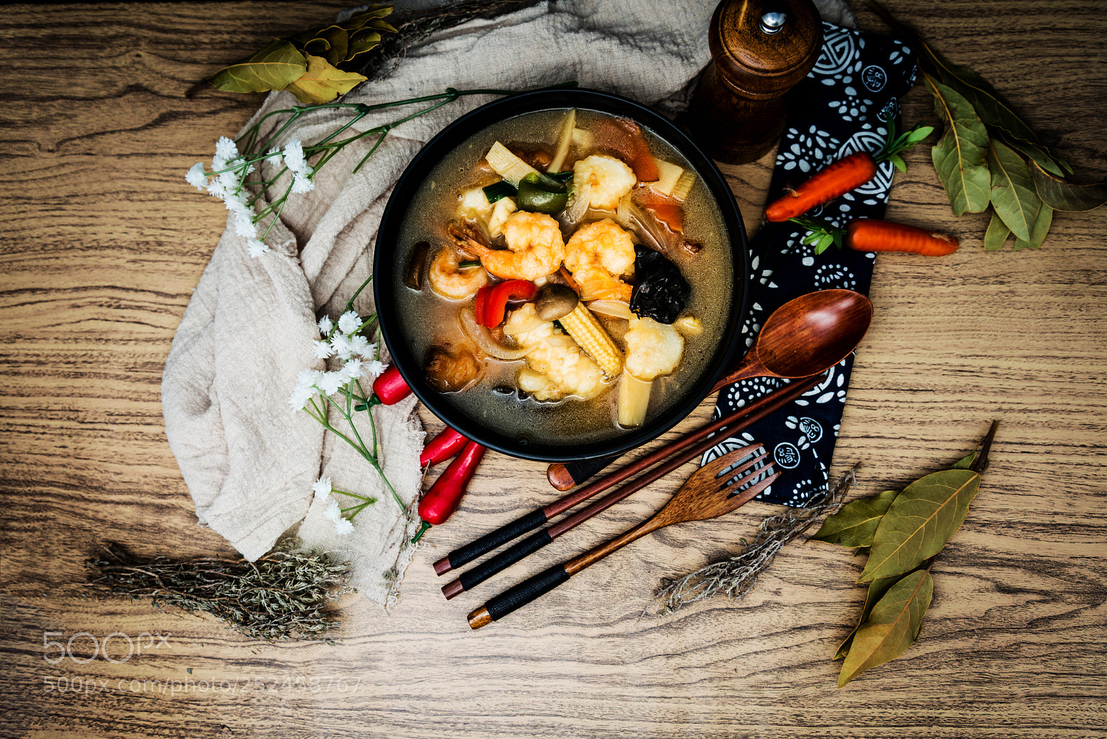 Nikon D800 sample photo. Bowls of asian soup photography